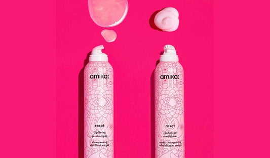 detox set | reset clarifying gel shampoo, cooling gel conditioner + pink charcoal scalp cleansing oil