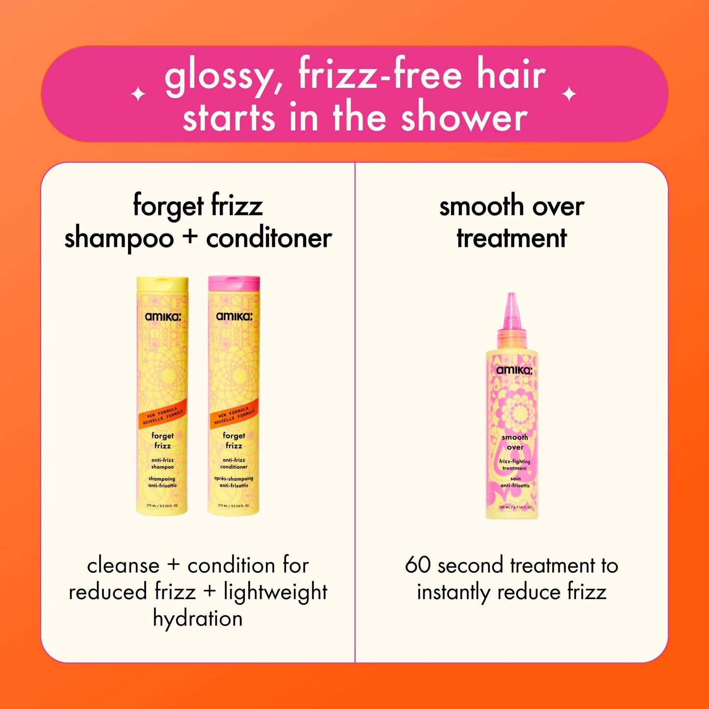 super-sized frizz fighters set | anti-frizz shampoo, conditioner + treatment